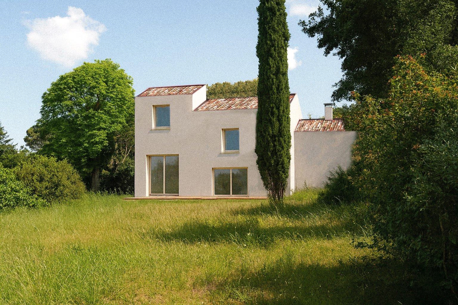 Façade sud-ouest d'une maison rénovée par Hoch Studio, côté jardin